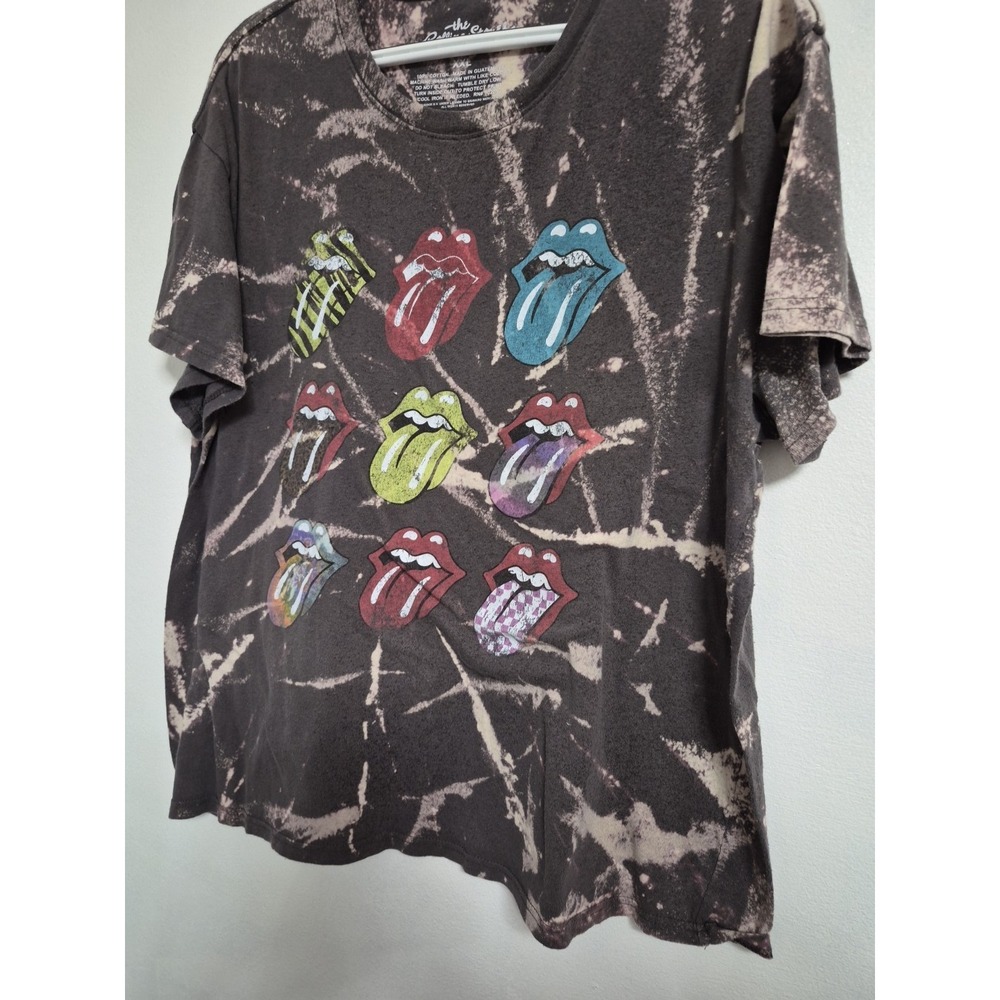 The Rolling Stones Graphic T-Shirt Size XXL GREY WITH Tongue Logo paint Splatter